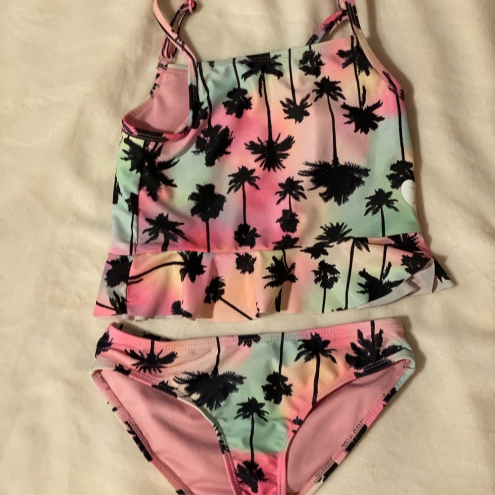 Hurley Kids Swim Bikini - Pink and Black Palm Print